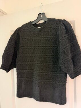 Treasure & Bond Puff Sleeve Cable Knit Sweater